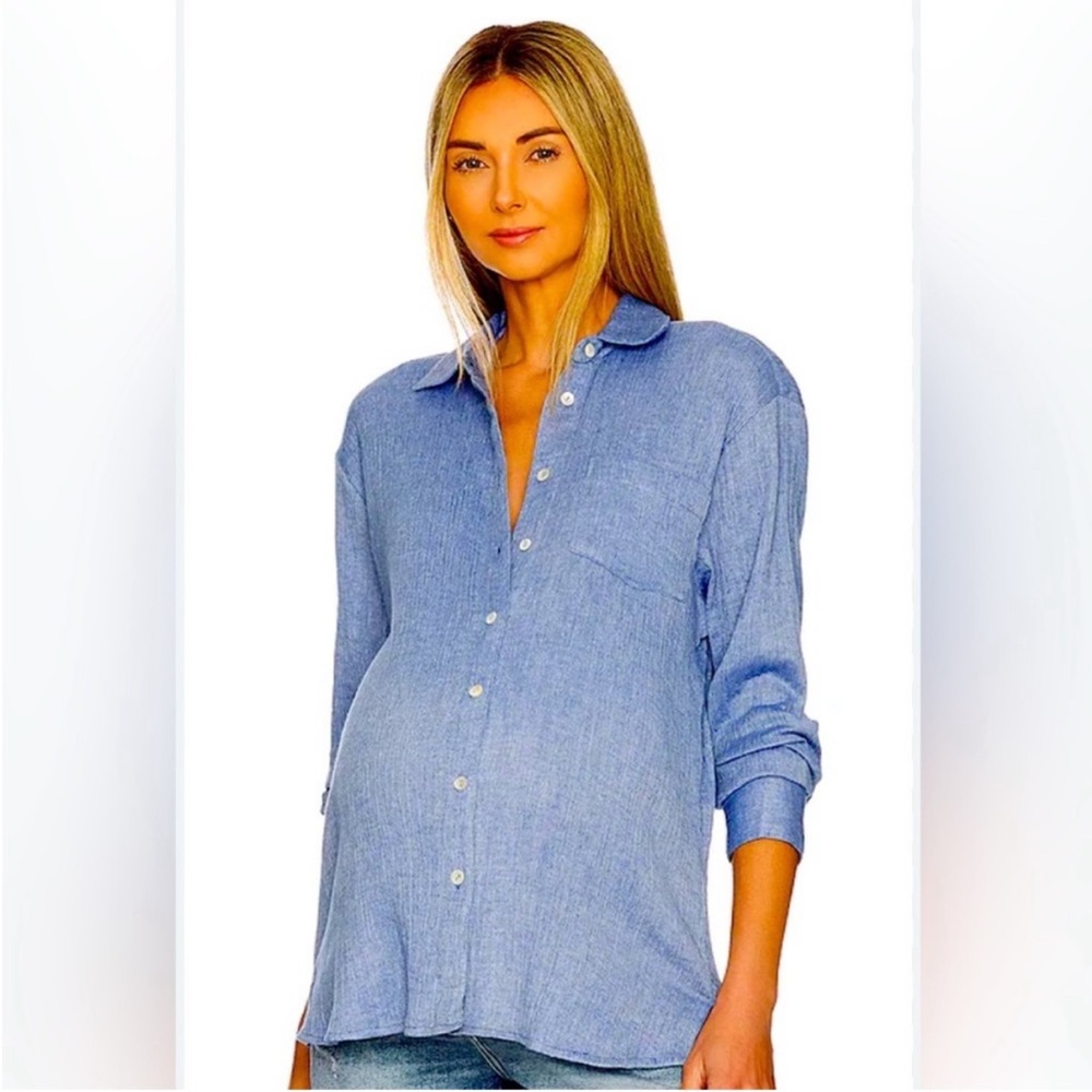 Hatch Denim Blue Cotton Shirt